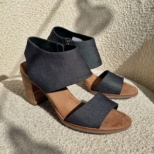 Toms Black and Brown Heeled Sandals